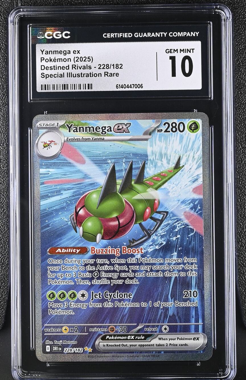 CGC 10 GEM MINT Yanmega ex 228/182 Pokémon 2025 Destined Rivals SIR Graded Card